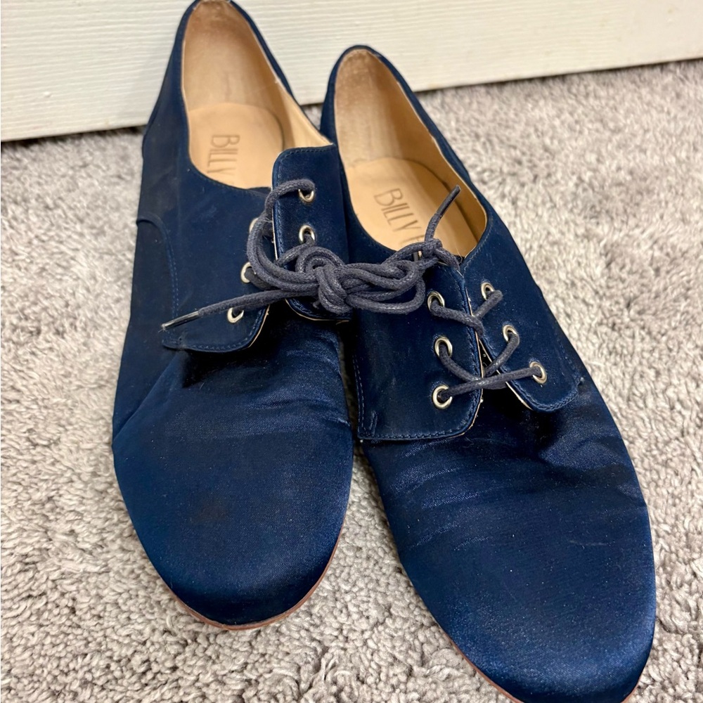 Deep Blue Satin Flats